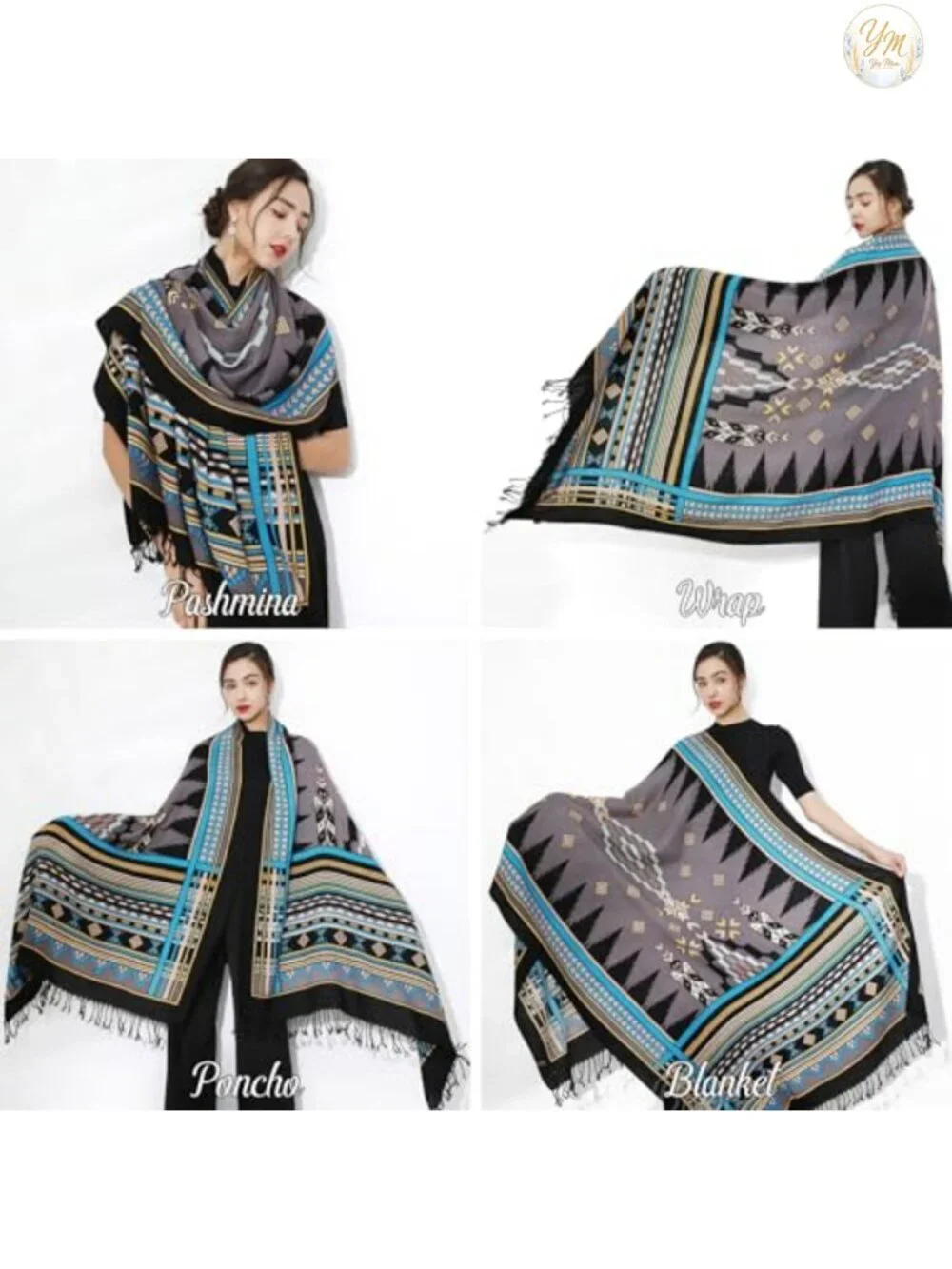 100% Merino Wool Pashmina Shawl for Women Extra Large Wrap